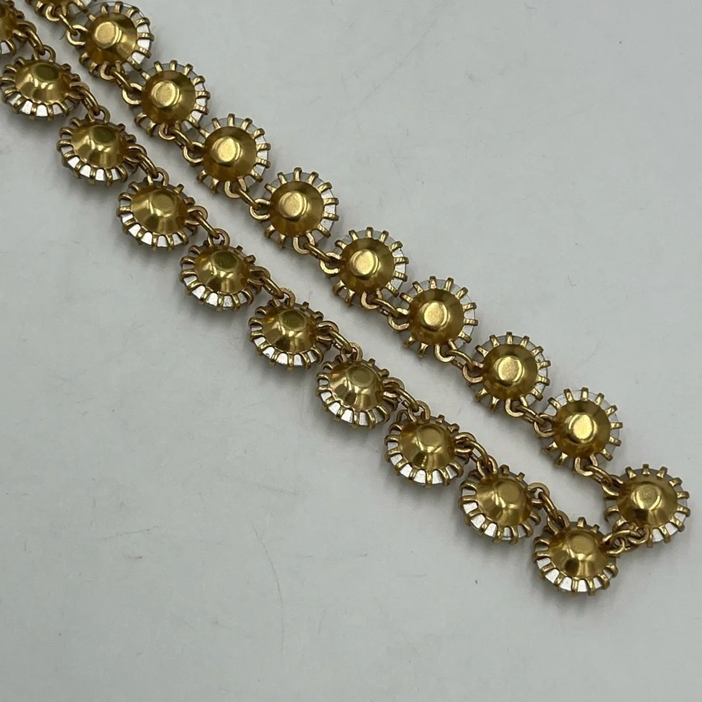 J.‎ Crew Crystal Clear Shimmering Rivoli Gold Tone Statement Necklace